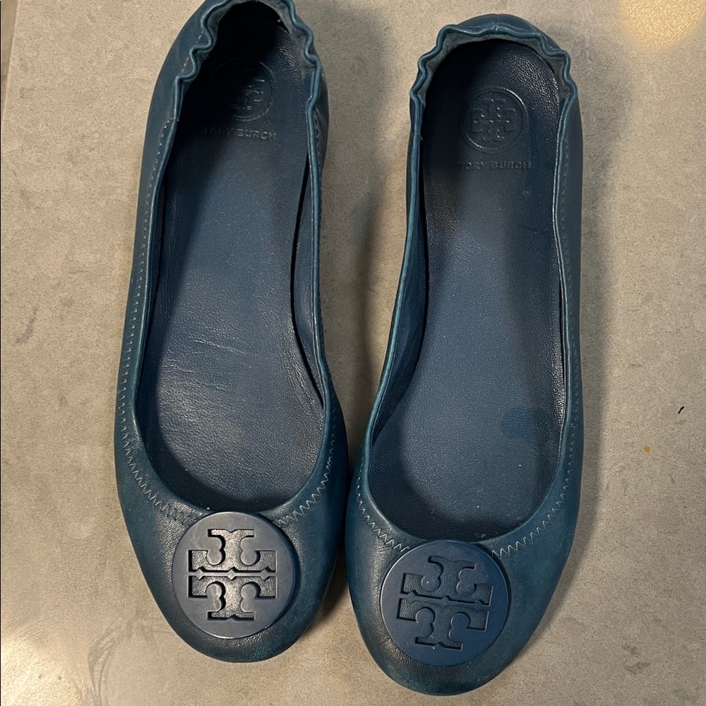 Tory Burch Teal Leather Flats